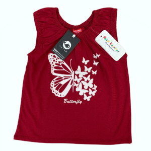 Butterfly Print Girls Top - Maroon