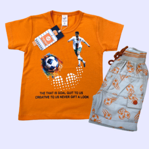 Football Fan Kids T-shirt & Shorts Set - Orange
