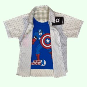 Avangers White Color Dotted Shirt