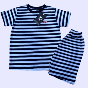 Classic Striped Kids T-shirt & Shorts Set - Navy & White