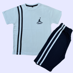 Sporty Kids T-shirt & Shorts Set - White & Navy (Jordan Style)