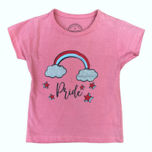 "Pride" Rainbow & Stars Kids T-shirt - Pink