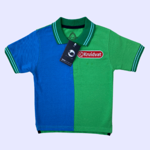 Two-Tone Color Block Kids Polo T-shirt - Blue & Green