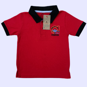 Sporty Kids Polo T-shirt - Red with Black Collar