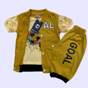 Sporty Kids T-shirt & Short Set with Vest - Mustard